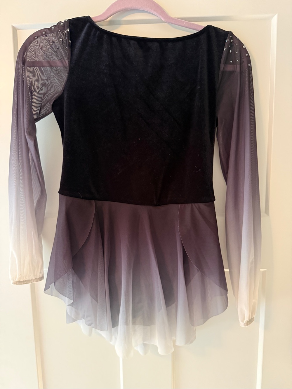 XLC-Black Velvet  Dress with Ombre to White Skirt